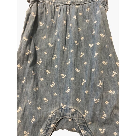 Baby GAP denim One Piece Romper Infant Girls Size 6-12 months Blue Floral Excell - Picture 5 of 7